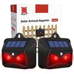 Solar Animal Repeller, 2024 Upgraded Predator Nocturnal Animal Repellent, Red Led Light Control Outdoor Deterrent Coyote Raccoon Deer Fox Skunk Squirrel for Garden Yard Farm Chicken Coop (2)