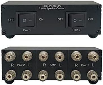 Premium 2 Zone Speaker Selector Switch Box, 2 Way Stereo Audio Speaker Switcher Distribution Box for Multi-Channel High Powered Amp A B Switches -SOLUPEAK SP2