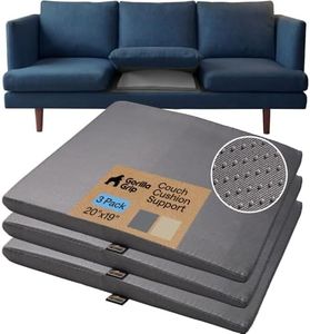 GORILLA GRIP Ergonomic High Density Couch Cushion Support Foam, Quick Rebound Sofa Lifters for Sagging Cushions, Stays In Place, Replacement Stuffing Under Couches, 20 x 19 x 1.75 Inches, 3 Pack, Gray