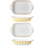 WE-CEF Porcelain Bakeware Set for Cooking 9 Inch Ceramic Baking Dish for Oven Individual Roasting Lasagna Pan Small Casserole Bakeware with Handle (Pack - 2, Yellow - AB)