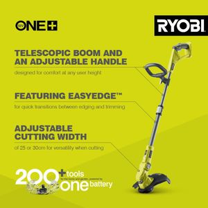 Ryobi ONE+ 18V Cordless Grass Trimmer, 25-30cm – Tool Only, Green