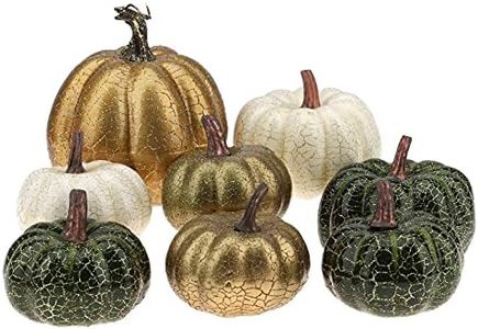 Kepfire 8 Pcs High Grade Artificial Fake Pumpkins Mixed Color Foam Simulation Fall Harvest Vegetable Model Kitchen Halloween Decoration - Assorted