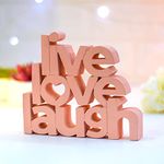 NUKKAD TALES Engineered Wood Live Love Laugh Pink Showpiece Home Decor Items For Bedroom Living Room Decoration Items For Center Table Décor Book Shelf Decor Birthday Gift Items (6.5 X 5.60 Inch)