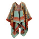 Ciormis Shawls for Women, Orange Red Open Front Poncho Cape, Fashionable Women's Shawl Wrap, Winter Sweater Cardigan Scarf(Style38)