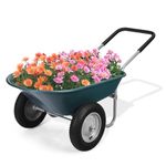 ERGOMASTER Dual-Wheel Wheelbarrow, Home Utility Garden Cart, 330 LBS Capacity, Large Heavy Duty Yard Cart for Gardening, Lawn, Farm, Construction Site (Green)