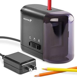 Fosmon Electric Pencil Sharpener, Kids-Friendly Pencil Sharpener Electric Plug-in or Battery-Operated (Cordless), Vertical Insert, Non-Slip Base for Homeschool/Classroom/Office (Black)