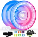 ShungRu Yoyo Kids K1 Crystal Blue Pink, Responsive Yoyo for Kids Beginners, Trick Yoyo Plastics Yoyo Ball, Replacement 12 Yoyo Strings + Yo Yo Glove + Yo-Yo Case Bag + 2 Yoyo Hubstacks