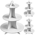 3 Pack White Cardboard Cupcake Stand 3- Tier Dessert Stand Round Cupcake Holder Tower for Birthdays, Party, Baby Showers