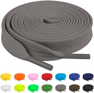 TBOC Cordones Planos [Gris] [120 cm] para Calzado Zapatos Zapatillas Botas | Cordón Patines Fútbol Deporte | Compatibles con Converse Nike Adidas Panama Jack Asics Vans