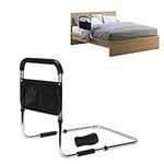 supregear Bed Rail, Adjustable Stability Grab Bar Assist Railing Bed Support Bar Handicap Mobility Assistant with Storage Bag and Fixing Strap for Elderly Seniors Kids Pregnant, Black