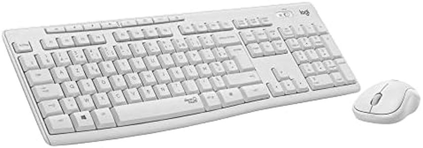 Logitech MK295 Silent ensemble souris et clavier sans fil avec technologie SilentTouch, pavé numérique taille standard, réactivité instantanée, 90% de bruit en moins, AZERTY Français - Blanc
