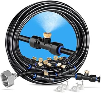 HOMENOTE Misting Cooling System 59FT (18M) Misting Line + 20 Brass Mist Nozzles + Brass Adapter(3/4") Outdoor Mister for Patio Backyard Garden Greenhouse Watering