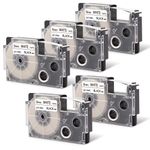 5-Pack Compatible Casio XR-9WE2S XR-9WE 9mm Black on White Label Maker Tape Compatible with Casio KL-100 KL-120 KL-750 KL-7000 Label Maker [Office Product]