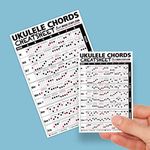 Small + Large Ukulele Chords Cheatsheet Bundle - Laminated and Double Sided Pocket Reference 4"x6" and 6"x9" • Best Music Stuff