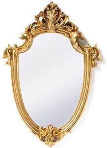 Funerom Vintage 11.6 x 9 Inch Decorative Wall Mirror Gold Shield Shape