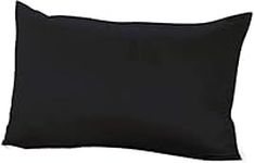 THXSILK 100% Mulberry Silk Pillowcase with Cotton Underside - Queen Size 20"x30", Black