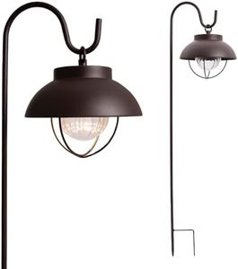Home Zone Security 2-Pack Farmhouse Style Solar Powered Metal Garden Hanging Lantern with Rotating Lighting Effect, LiFePO4 Battery, Dusk to Dawn, 3000K LED Warm White Light, Bronze