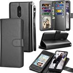 LG Stylo 4 Case, LG Q Stylus Wallet Case, LG Stylo 4 Plus PU Leather Case, Tekcoo ID Cash Credit Card Slots Holder Purse Carrying Folio Flip Cover [Detachable Magnetic Hard Case] & Kickstand - Black