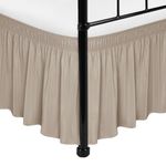 Biscaynebay Wrap Around Bed Skirts with Split Corners for Full Beds 17" Drop, Light Camel Elastic Dust Ruffles Easy Fit Wrinkle & Fade Resistant Silky Luxurious Fabric Solid Machine Washable