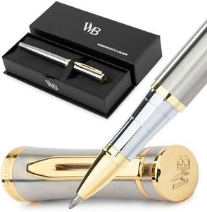 Wordsworth and Black Rollerball Pen - Luxury Pen - 24K Gold Finish, Silver Lacquer, Ink Refill, Refillable Men & Women, Professional Writing, Nice and Fancy Pens and for Work