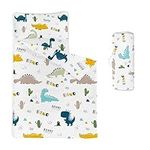 HOSIMA Nap Mat - Cute Dinosaur Sleeping Bag with Removable Pillow - Daycare and Overnight Preschool Kindergarten Bedding Set for Kids Toddler Boys Girls(Cute Dinosaur Standard)