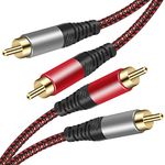 RCA Cable 2M,2Rca Male to 2-RCA Male Audio Stereo Subwoofer Cable [Hi-Fi Sound] Nylon-Braided Auxiliary Audio Cord for Home Theater, HDTV, Amplifiers, Hi-Fi Systems,Speakers and etc (2m)