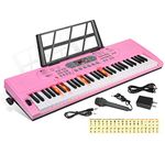 Hricane Keyboard Piano Lighted Keys for Beginner Adults, 61 Key Electronic Music Keyboard with Teaching Modes Powered by USB or Battery with LCD Display Microphone Headphone Jack