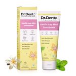 Dr.Dento Vanilla Icey Mint Natural Toothpaste -125gm|SLS & Fluoride-Free|Enamel-Safe Teeth Whitening with Nano Hydroxyapatite & Theobromine for Remineralisation, Cavities & Bad Breath|Organic & Vegan