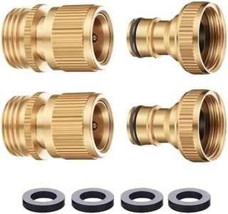 Ling-Luo Garden Hose Quick Connect Solid Brass Quick Connector Garden Hose Fitting Water Hose Connectors 3/4 inch GHT (2SETS)