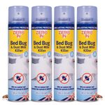 Zero In Bed Bug & Dust Mite Killer – Bed Bug Spray for Mattress, Bed Frames & Furnishings - Fast-Acting Aerosol Surface Treatment for Immediate Results - Prevents Allergies - 300ml Multi Packs X4