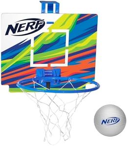 Nerf Mini Over The Door Basketball Hoop - Nerfoop Indoor Basketball Hoop for Kids - Toy Door Basketball Hoop + Mini Foam Basketball Game Set - Perfect for Bedroom Indoor Basketball - Blue