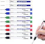 5PCS Long Head Deep Hole Marker Pens, 20mm Deep Reach Markers, Waterproof Construction Markers Marking Tool, Long Nose Marker, Permanent Markers Carpenter Ink Marker Pens, Metal Marking Pen (A-10PC)