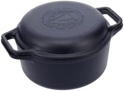 Victoria 6-Quart Cast Iron Combo Cooker, Combination Dutch Oven and Skillet, Made in Colombia, 2-Piece Set,BLACK