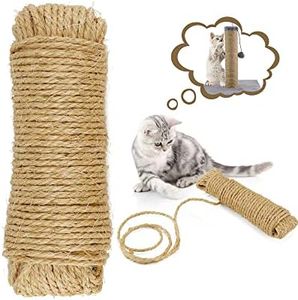 HAPPY HACHI Corda Tiragraffi per Gatti, Spessa 6 mm(20m) Corda Sisal per Gatti, per Riparazione e Sostituzione di Gatto Scratching Pilastro,Albero per Gatti, Vaso da Fiori da Giardino