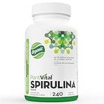 Plantvital Organic Spirulina Tablets (240 Tablets) 1000mg Per Tablet - Mega Source of Chlorophyll, Protein. Vitamins/Minerals, Antioxidant Rich Superfood. Vegan, Non-GMO, Gluten, Soy, Dairy Free! Made in Canada