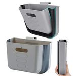 Hanging Kitchen Waste Bin Small Trash Can Foldable Plastic Dustbin Portable Cabinet Rubbish Bin Wall Mounted Garbage Trash Bin for Kitchen Cupboard Door Bathroom Bedroom Office Car Dorm (Grey)