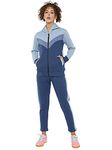 CHKOKKO Women Winter Hooded Zipper Full Sleeves Track Suit Blue Ink Blue Indigo, Size Xxl