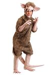 Furry Sewer Rat Costume with Long Tail, Headpiece and Foot Covers Small Brown