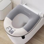 Toilet Seat Cover for Bathroom, Toilet Seat Cushion Covers Soft Thicker Warmer Washable Toilet Seat Cover Pads with Zipper Handle Home Reusable (Gray)