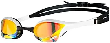 Arena Cobra Ultra Swipe Racing Swim Goggles for Men and Women, Mirror Lens, Anti-Fog, UV Protection, Yellow Copper/White