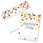 Party Invitations, Invitations for Birthday Party - Birthday Party Invitations & Birthday Cards, Boys, Girls, Polka Dot Birthday Party Invites For Men, Woman All Ages- Cards with Envelopes