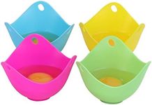 KMEIVOL Egg Poacher, Perfect Poached Egg Maker, Non-Stick Poached Eggs Cups, Microwave Egg Poacher, BPA Free Silicone Egg Poacher Cups, Set of 4, Blue, Green, Yellow, Rose Red