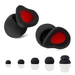 Lichffy Sleeping Earplugs for Women,Noise Reduction Ear plug Flexible Silicone for Sleep and Flights - 10Ear Tips in XS/S/M/L/D- 30dB Noise Cancelling - Black