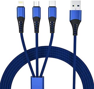 Multi 3 in 1 USB Long Charger Cable, 3M/10Ft 6A PD Fast Braided Charging Cord, Universal Multiple Ports Long Charging Cable with USB C/Micro USB/Lightning Connector