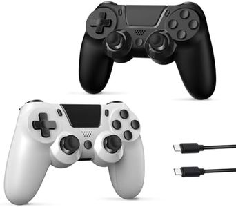 2 Pack Wireless PS4 Controller, Wireless Gaming Controller for PS4/Pro/Slim/PC with Dual Vibration//6-Axis Sensor/Motion Control/Touch Pad/3.5mm Audio Jack(Black & White)