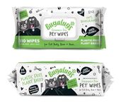 BUGALUGS Dog Wipes, 100% Plastic Free Biodegradable pet wipes for full body, eye wipes, ear wipes, bum & paws. 110 sensitive dog grooming wipes for dogs, puppy & cat grooming (Fragrance Free)