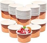 MATANA 100 Disposable Ice Cream Tubs (240ml) - Ice Cream Cone Design - Paper Dessert Cups, Ice Cream Bowls, Ice Cream Pots - Leak-Resistant, Sturdy & Recyclable Cardboard