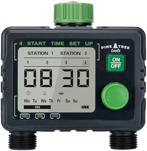 Pine Tree Tools Hose Timer - Programmable Water Timer for Garden Hose, Automatic & Manual Watering System, Outdoor Faucet Timer for Lawn, Garden & Yard, Battery Operated, 2 Outlet Hose Watering Timer