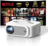 [AI Movin System & 1200 ANSI] Projector-4K with WiFi 6 and Bluetooth, 30W DoIby Audio Netflix-Licensed Projector, One-touch Focus Portable 1080P Outdoor-Projector, Lisowod Smart Proyector with HDR10+