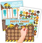 Hadley Designs Construction Potty Training Chart for Toddlers Boys - Potty Chart for Boys with Stickers, Kids Potty Training Chart for Toddlers Boys, Potty Sticker Chart for Toddlers Boy
